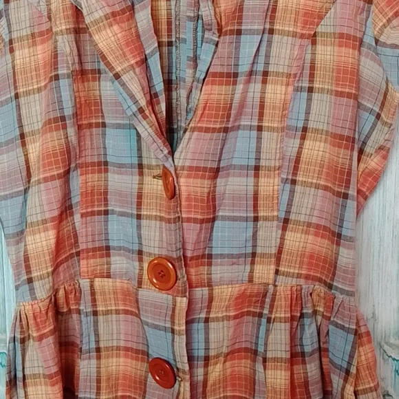 Plaid short sleeve button down dress small - Picture 4 of 6